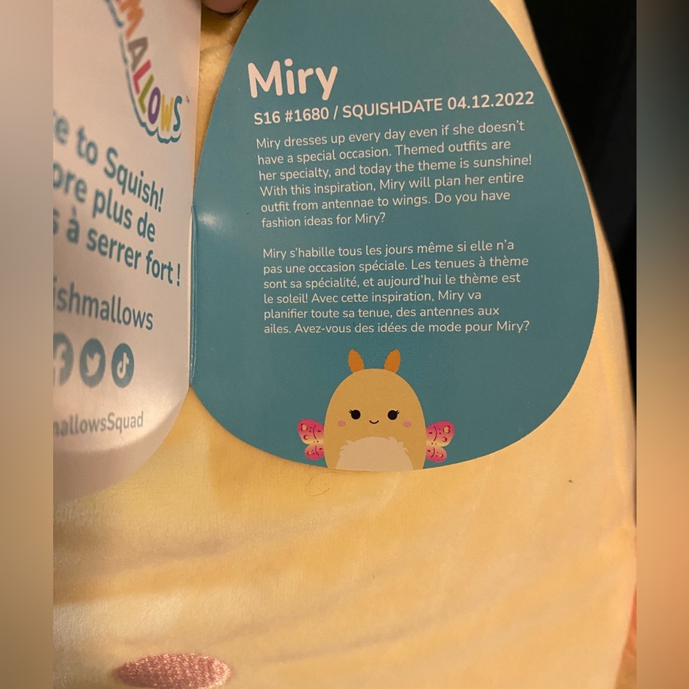 NWT Squishmallow Miry The Yellow Moth - Picture 4 of 4